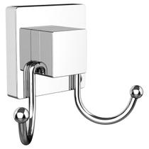 Suporte para toalha tipo cabide duplo, ventosa(sem furo), acabamento quadrado.