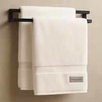 Suporte Para Toalha Toalheiro Duplo Parede Para Banheiro 50cm Preto