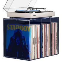 Suporte para Toca-Discos Bikoney com Armazenamento de Vinil em Acrílico Azul Suporte para Toca-Discos Bikoney com Armazenamento de Vinil em Acrílico Azul
