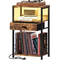 Suporte para Toca-Discos BOLUO com Armazenamento para Vinil e Estação de Carregamento