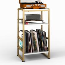Suporte para toca-discos de vinil ZEXVIDA de 3 camadas com armazenamento dourado
