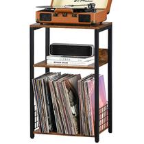Suporte para toca-discos LELELINKY de 3 níveis com armazenamento de 100 álbuns