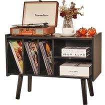Suporte para toca-discos LKKRO com armazenamento em vinil 136 kg preto Suporte para toca-discos LKKRO com armazenamento em vinil 136 kg preto