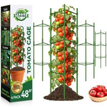 Suporte para tomate Halatool, kit com 4 unidades, ajustável até 122 cm Suporte para tomate Halatool, kit com 4 unidades, ajustável até 122 cm