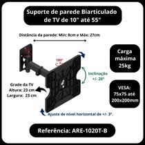 Suporte para tv 10 a 55 polegada de parede bi articulado com inclinação