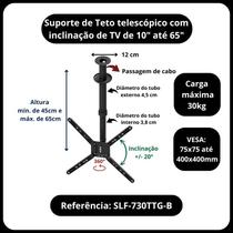 Suporte para tv com perfuracao de teto para tvs de 10 a 65 polegadas com peso atè 30 kg com inclinação - articulado Suporte para tv com perfuracao de teto para tvs de 10 a 65 polegadas com peso atè 30 kg com inclinação - articulado