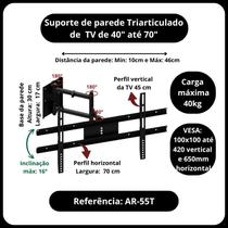 Suporte para tv de parede 3 articulações 40 até 70 polegadas Suporte para tv de parede 3 articulações 40 até 70 polegadas