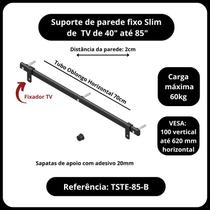 Suporte para tv monitor fixo slim de parede para tv tela de 40 a 85 polegada Suporte para tv monitor fixo slim de parede para tv tela de 40 a 85 polegada