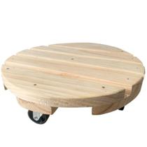 Suporte Para Vaso 20cm Pinus natural Redondo Madeira Com Rodas