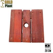 Suporte para vaso 20cm quadrado em madeira tratada roda cirstal Gold Plant