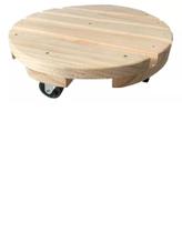 Suporte Para Vaso 25cm Redondo Madeira Rodinha Prático