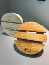 Suporte Para Vaso 25cm Redondo Madeira Rodinha Prático VERNIZ