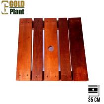 Suporte para vaso 35 cm quadrado em madeira tratada roda cristal - Gold Plant