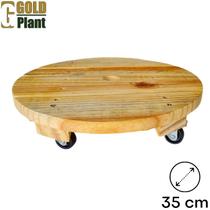 Suporte para vaso 35cm redondo pinus rodízio de nylon preto Gold Plant Suporte para vaso 35cm redondo pinus rodízio de nylon preto Gold Plant