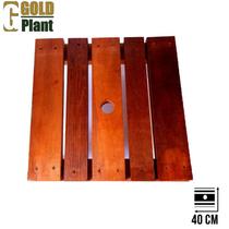 Suporte para vaso 40cm quadrado em madeira tratada roda gel/silicone Gold Plant
