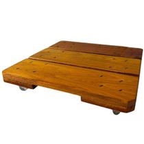 Suporte para Vaso de Planta Quadrado Madeira 40cm Com Rodinha de Gel Resistente 150kgs