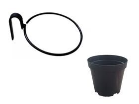 suporte para vaso de plantas, 5 argolas e 5 vasos p 16