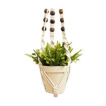 Suporte Para Vaso De Plantas Hanger Macramê (Cru) Bolinhas Suporte Para Vaso De Plantas Hanger Macramê (Cru) Bolinhas