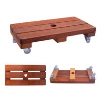 Suporte para Vaso de Plantas Jardineira em Madeira Rodinhas Cristal 40x20 cm