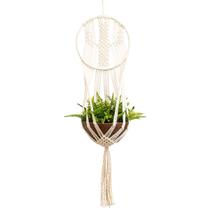 Suporte para Vaso de Plantas Macramê Bege Cru Cactus