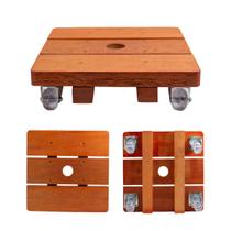 Suporte para Vaso de Plantas Quadrado em Madeira Rodinhas Gel 20 cm