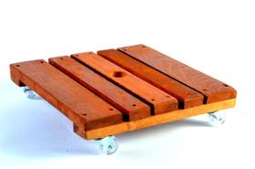 Suporte para vaso redondo ou quadrado 30 cm em madeira tratada roda cristal Gold Plant