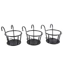 Suporte para vasos de flores HowRU de metal para cerca, pendente, kit com 3, preto Suporte para vasos de flores HowRU de metal para cerca, pendente, kit com 3, preto