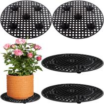 Suporte para vasos de plantas JiaUfmi, 4 peças, preto, plástico, 30 cm