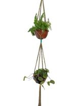 Suporte para vasos DUPLO em macramê na cor Marrom