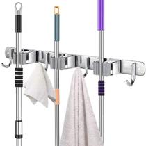 Suporte para Vassoura Mop Rodo Pá Organizador 7 Acessórios Parede + Kit Instalação