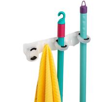 Suporte para Vassouras Com 3 Encaixes 2 Ganchos Transparente