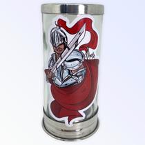 Suporte para vela 7 dias 18 cm Ogum vermelho vidro e alumínio