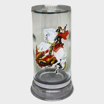 Suporte para vela 7 dias 18 cm São Jorge tradicional vidro e alumínio