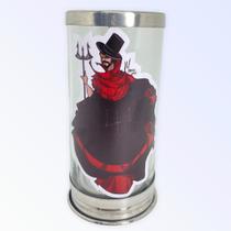 Suporte para vela 7 dias Exú 18 cm vidro e alumínio