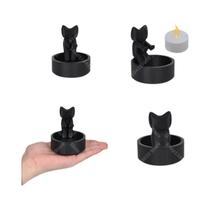 Suporte Para Velas Em Forma De Gato Sentado De 6,5cm, Escultura Decorativa Segura Em Plástico Para