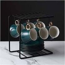 Suporte Para Xicaras Metal Preto Com Gancho Porta Copo De Mesa Caneca Escorredor Multiuso Oganizador Cozinha Prateleir