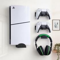 Suporte Parede Compátivel Para PS5 Slim Digital Sem Leitor Suporte 2 Controle e Headset Gamer Organizador 4 em 1 Suporte Parede Compátivel Para PS5 Slim Digital Sem Leitor Suporte 2 Controle e Headset Gamer Organizador 4 em 1