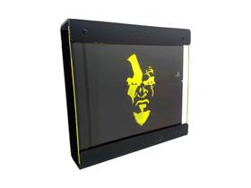 Suporte Parede Iluminado Shield Ps4 FAT Preto - Amarelo - God Of War (face)