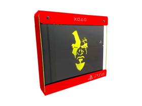 Suporte Parede Iluminado Shield Ps4 FAT Vermelho - Amarelo - God Of War (face)