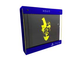 Suporte Parede Iluminado Shield Ps4 Slim - Azul - Amarelo - God Of War (face)