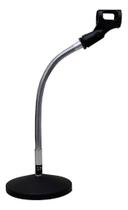 Suporte Pedestal Microfone De Mesa Haste Cromada + Cachimbo