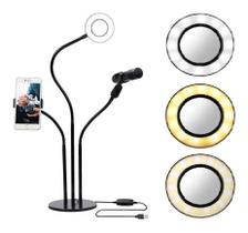 Suporte Pedestal P/ Microfone + Ring Light + Suporte Celular - Bell