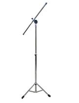 Suporte / Pedestal Para Microfone Girafa Tripé Cromado Ajustável, Profissional, Ideal Para Shows, Estúdio e Gravações