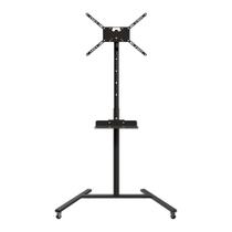 Suporte Pedestal Para Tv Multivisão Com Rodízio E Bandeja Para Notebook - Preto