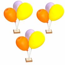 Suporte Pega balão com 3 Hastes Kit com 3uni Base Madeira Suporte Pega balão com 3 Hastes Kit com 3uni Base Madeira