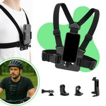 Suporte Peitoral Para Celular e Câmeras Ajustável para telefones celulares e câmeras para peito de motocicleta e bicicleta