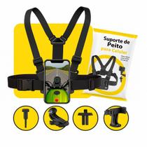 Suporte Peitoral Profissional para Celular Câmera Ação Bodycam Ajustável Gravação POV Suporte Peitoral Profissional para Celular Câmera Ação Bodycam Ajustável Gravação POV
