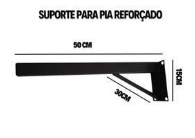 Suporte Pia para parafusar mão francesa super reforçado 50cm 2 unidades- preto