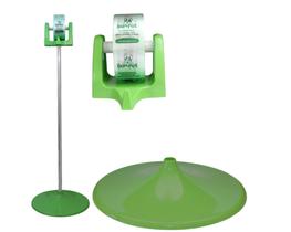 Suporte piso verde com bobina de saquinhos biodegradáveis pega caca
