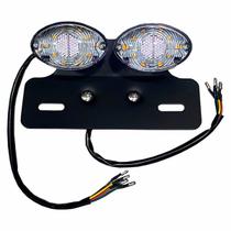 Suporte Placa Lanterna Led Custom Chopper Bobber Cafe Racer Vintage Dupla Preta